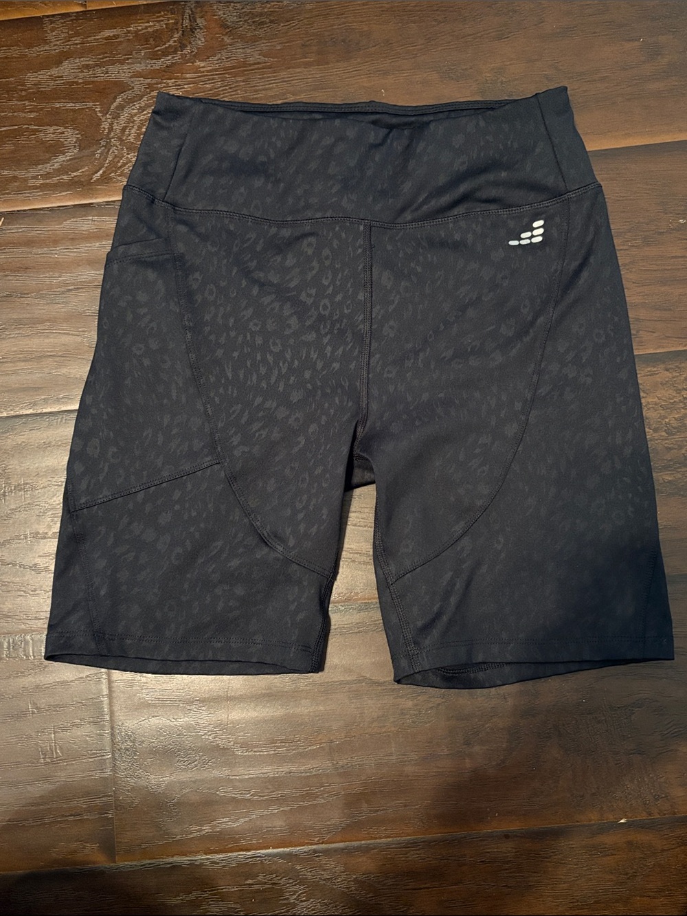 bcg Black Subtle Leopard-Print Bike Shorts